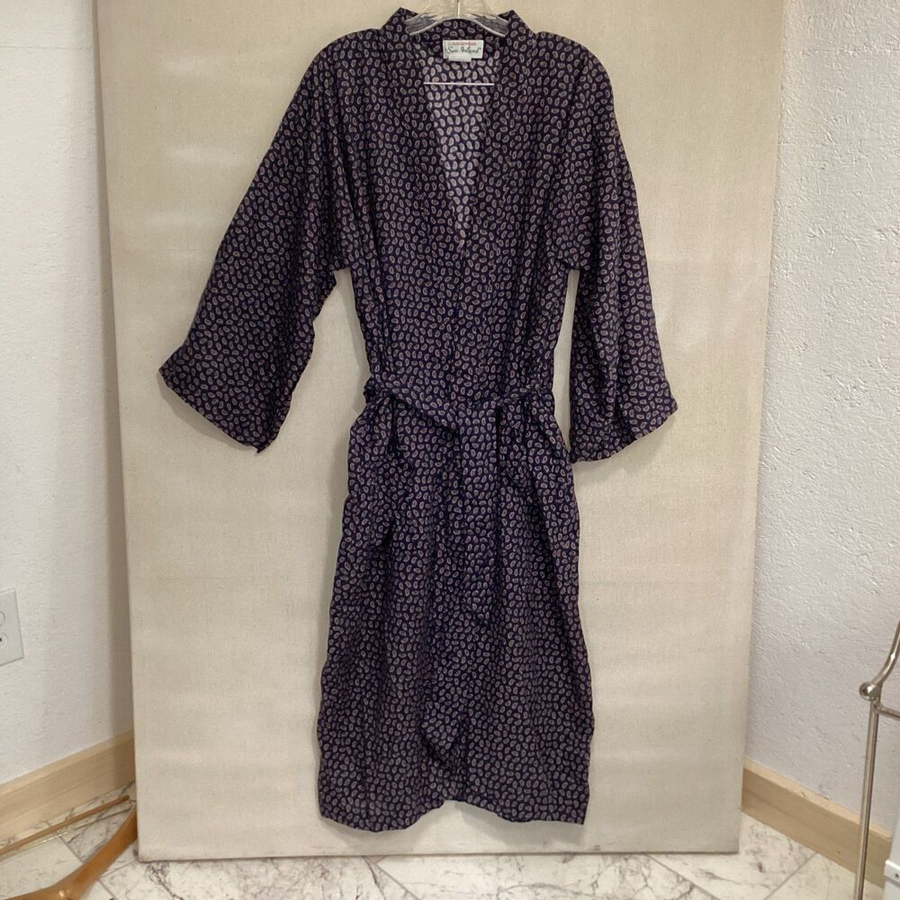 vintage sea island robe men’s paisley belted one size loungewear pockets